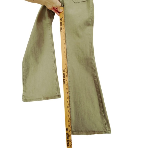 Pilcro Bootcut Jeans 25 Women Green Khaki High Rise Skinny Patch Pocket Flare - Picture 7 of 12